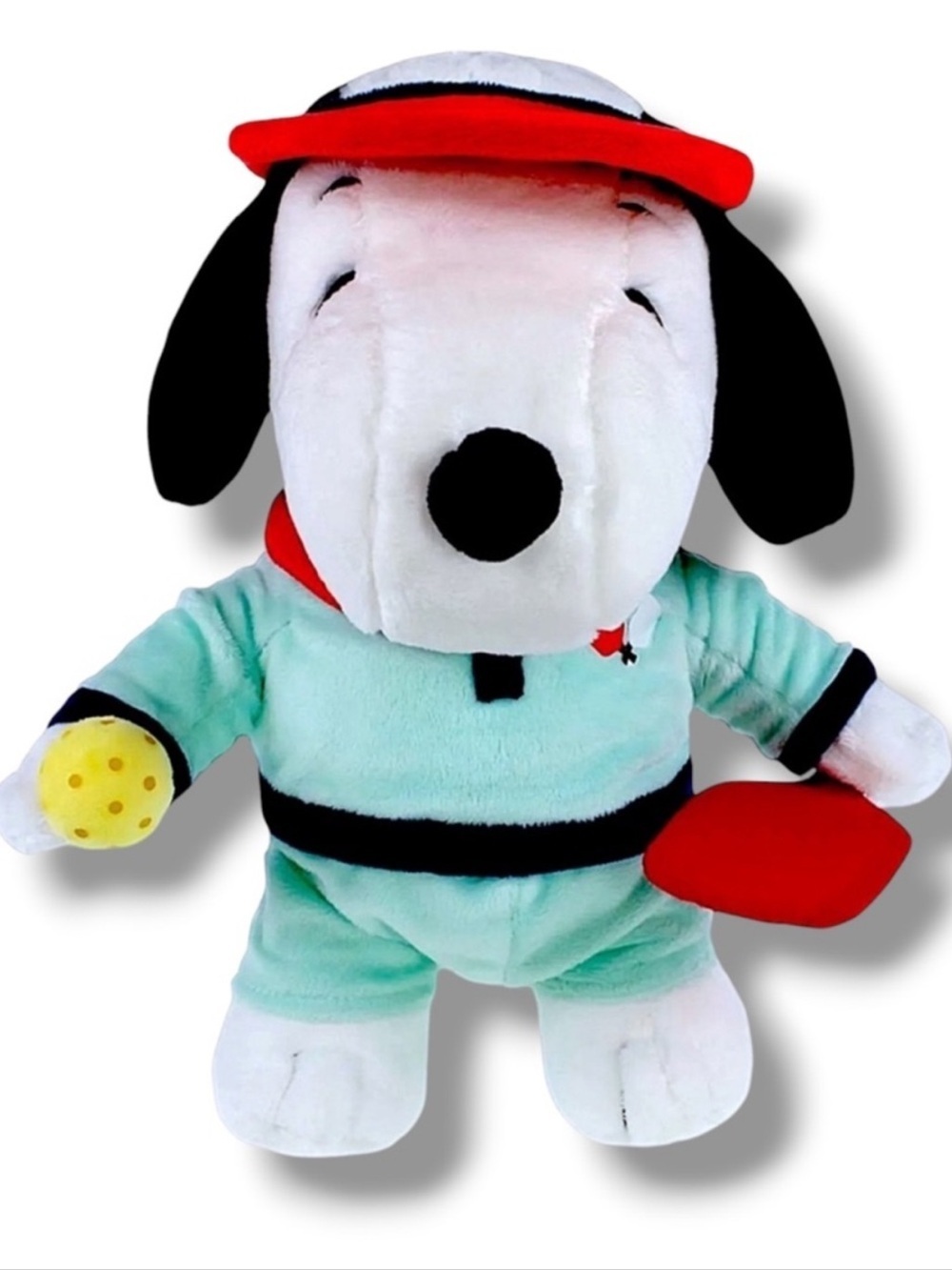 Snoopy Pickleball Plush Stuffed Toy Pickleball Outfit Visor Paddle and Ball 11”